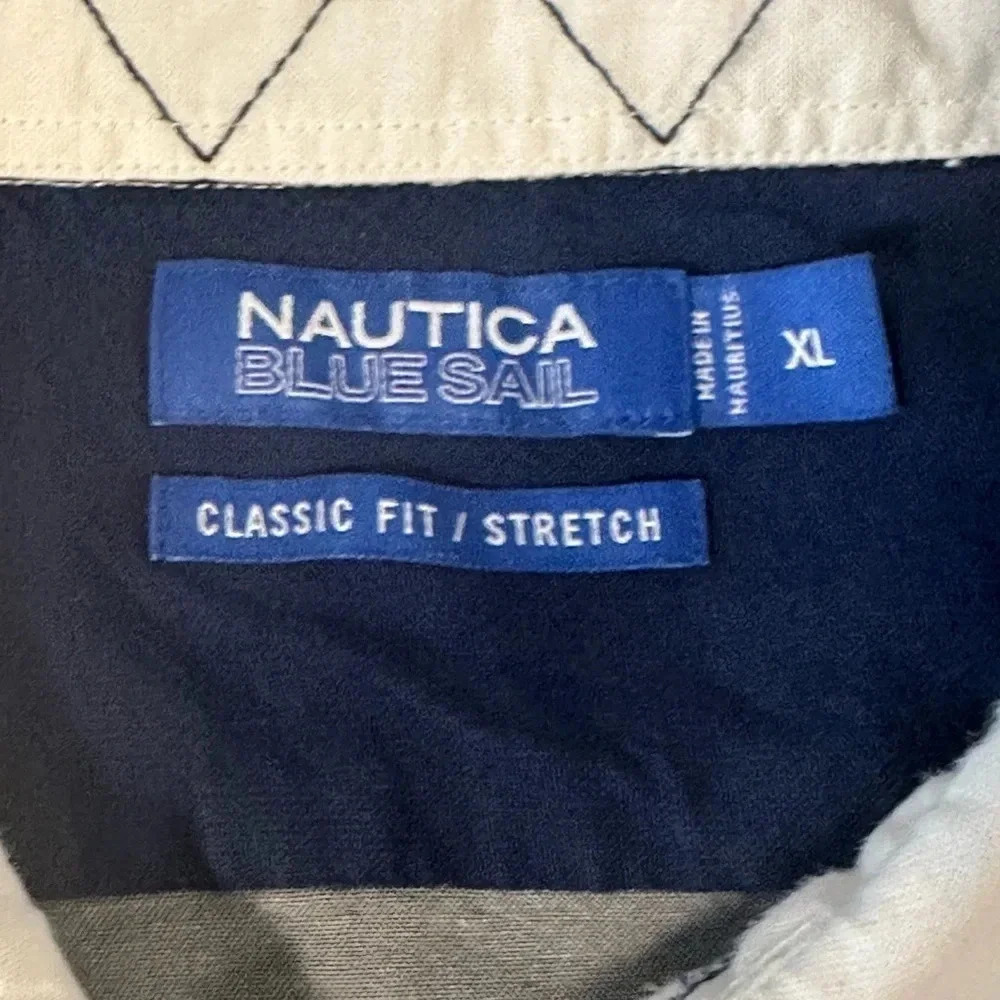 Nautica Mens Blue Sail Map Print Button Up Shirt Grey White Size: XL - Picture 8 of 11